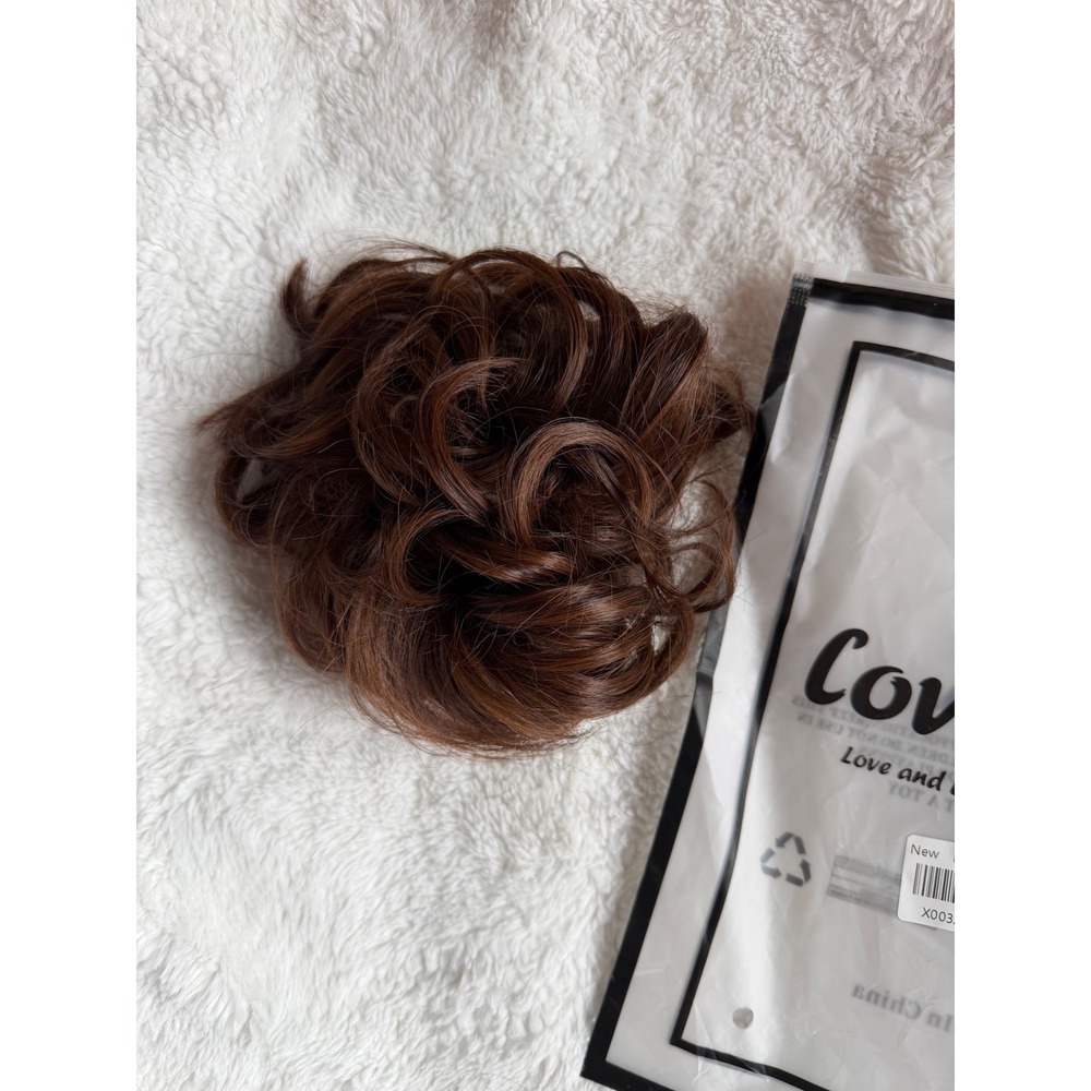 Messy Bun Hair Piece Scrunchie Extension Auburn Brown Synthetic Hair Access. (2)
